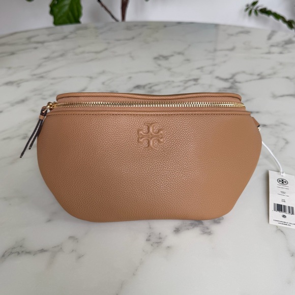 NWT Tory Burch Thea Pebbled Leather Belt Bag Fanny Pack in Tiramisu 165917 - Picture 2 of 12